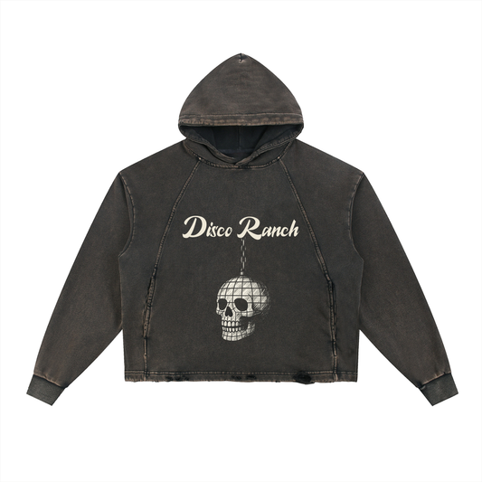 Vintage Washed Frayed-Hem Hoodie